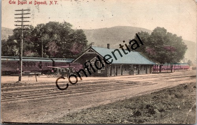 #ad #ad 1908 Erie R.R. Depot Station amp; Railroad Train At Deposit NY New York V135 $14.99