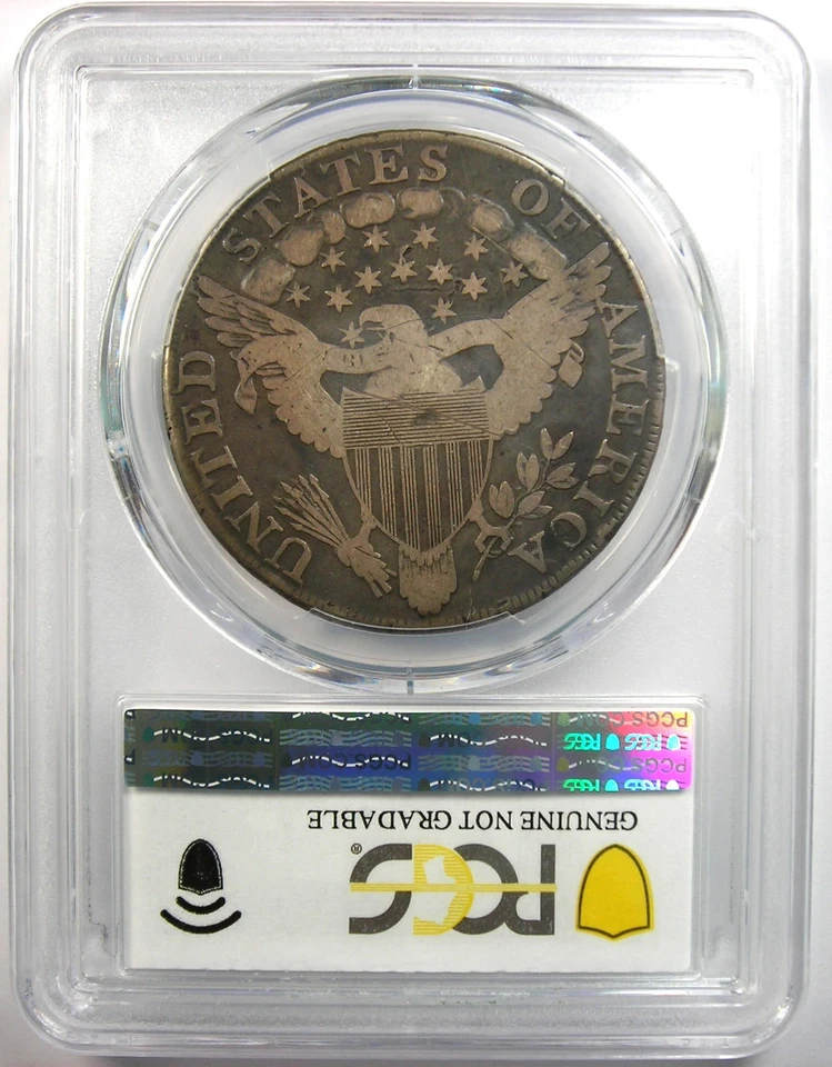 Moneda de $1 dólar de plata busto drapeado 1802 - Certificada PCGS detalles finos - Moneda rara Foto 3 de 4