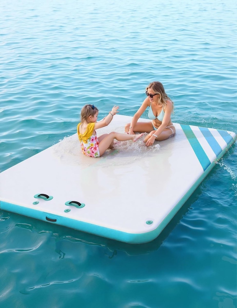 8x6ft Inflatable Floating Dock Non-Slip Swim Platform w/ Carry Bag