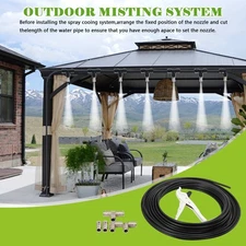 High Pressure Misting System Kit with 20pcs Nozzles Patio GreenhouseMisterSystem