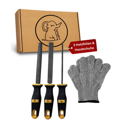 Eli Holzfeilen Set für Kinder inkl Schutzhandschuhe - 3xHolzraspel - Werkzeug