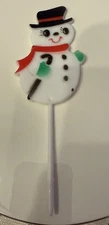 Vintage Plastic Snowman Cake Topper Floral Pick Made In Hong Kong