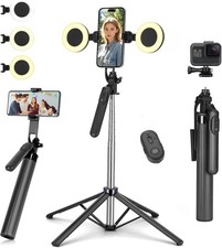 Trípode Stick para iPhone con luz, palo selfiestick para teléfono celular de 70 pulgadas