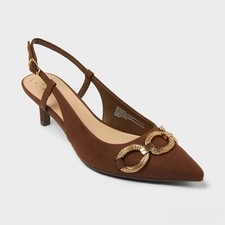 Women's Tabitha Oversized Chain Slingback Heels with Memory Foam Insole