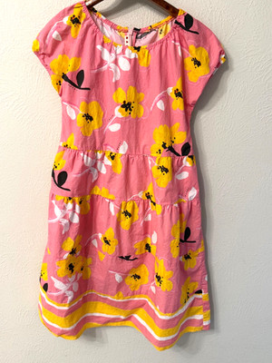 Marni girls size 12 Floral pink/yellow teired dress short sleeve cotton