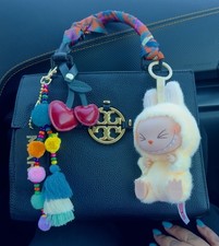 Tory Burch Black Strap Handle with Tassel, Beaded, Cherry, Bunny Accents