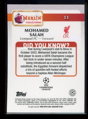 2024-25 Topps Merlin UEFA #11 Mohamed Salah | eBay