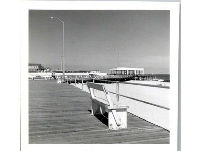 1950s Boardwalk Photograph- Seaside Pier & Street Lamps- Americana Coastal Scene