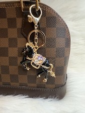 Horse Keychain Bag Charm Purse Handbag Charm Bling Rhinestones Black Gift New