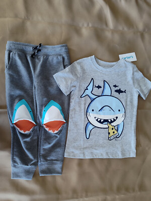 Toddler Shark Clothing, Size 3T; Cat & Jack Pants (NWOT), Carter's T-Shirt (NWT)