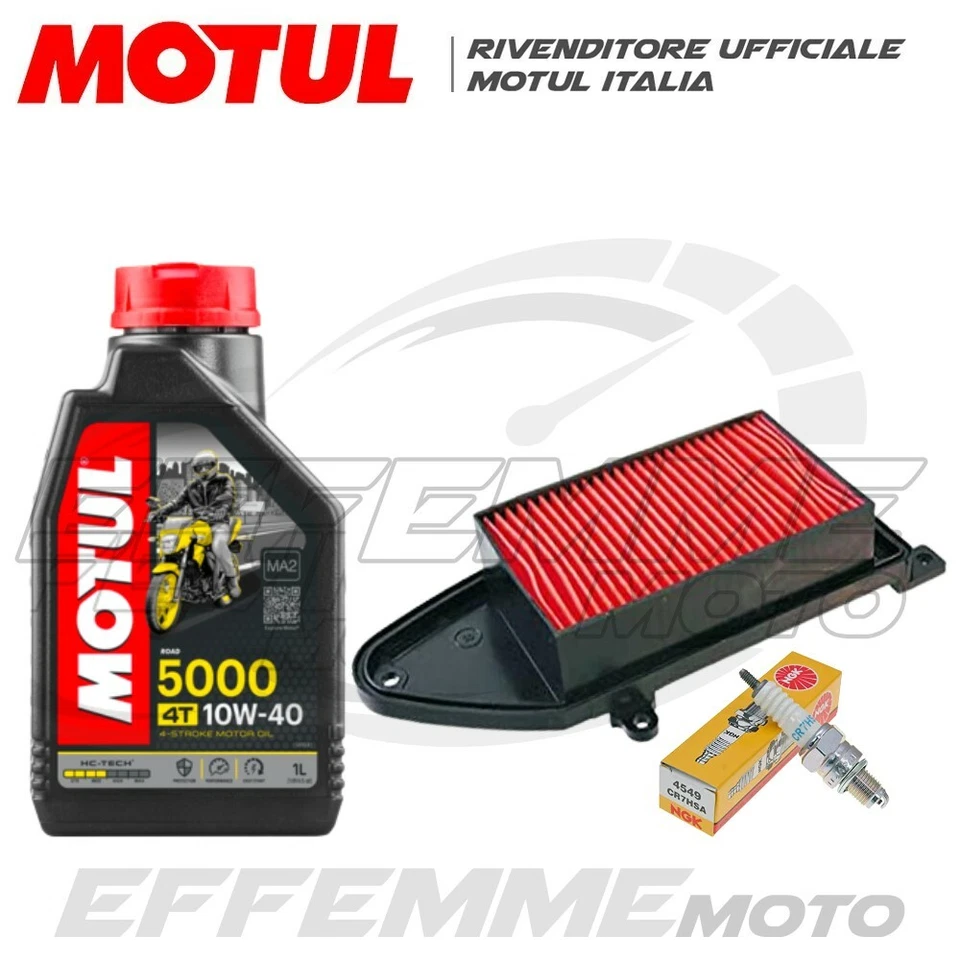 MOTUL + NGK + AFTERMARKET Tagliando KYMCO People S 200 2005 2006 2007 (MOTUL 5000 10W40, Filtro, Candela)