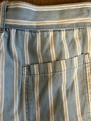 Copper Key Girl's Belted Chambray Blue / White stripe Shorts Size L Large - Picture 5 of 5