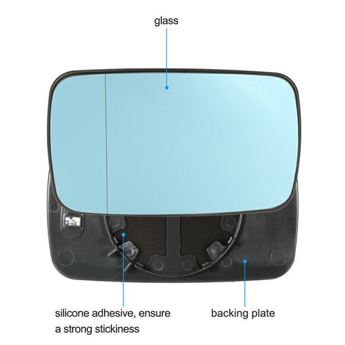 Blue Driver/Passenger Side Mirror Glass Fits BMW E46 E39 Tinted W/Holder Heated - Picture 3 of 7