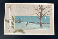 1911 Embossed Christmas Thermometer Cresent Mailbox Winsch Back Postcard C21