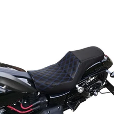 Driver & Passenger Seat Front Blue Stitch Fit For Harley Dyna Low Rider 06-17