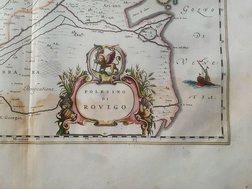 Antique print map geo map 1637 polesino Rovigo Veneto ferrara - Picture 2 of 9