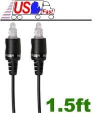 thin 1.5ft short TOSlink Fiber Optic/Optical Digital Audio SPDIF,S/PDIF Cable$SH