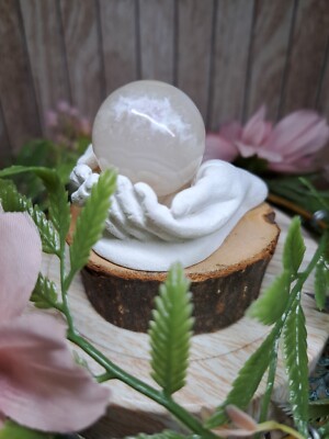Druzy Flower Agate Crystal Sphere 2.8cm 30g Sakura Cherry Blossom + Stand Gift