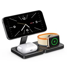 3in1 Foldable Magnetic Wireless Charger Dock Station For Apple Watch 9 iPhone 16