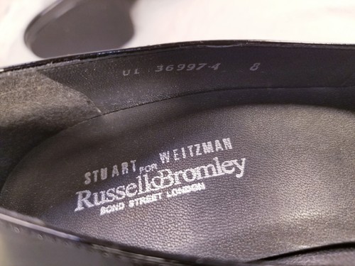 STUART WEITZMAN FOR RUSSELL & BROMLEY PATENT LEATHER PUMPS BLACK SZ 8 - Picture 9 of 9