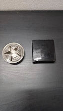 Vintage Marlboro Texas Lone Star Brushed Stainless Steel Ashtray 2 Piece 4.75”