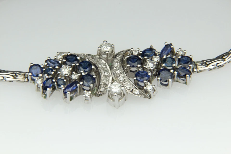 Traumhaftes Armband 14 Karat Weißgold mit 26 Brillanten und 16 Saphire,16.10 G - Bild 2 von 4