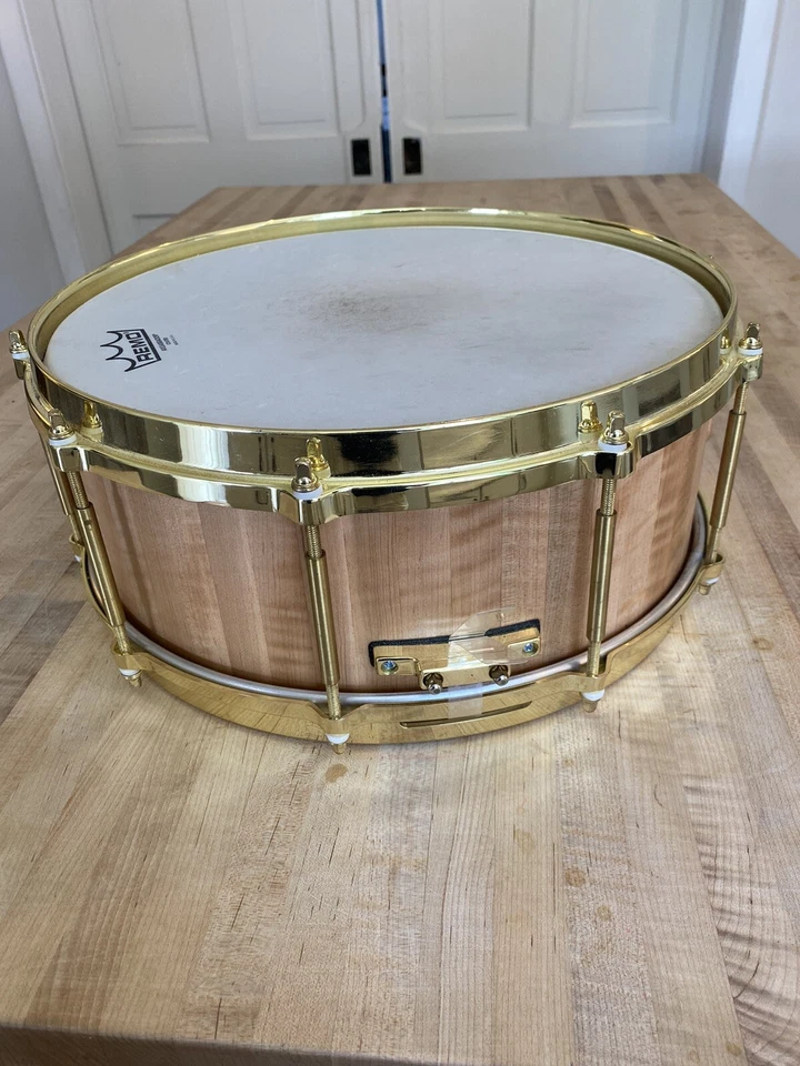 5 1/2 x 14 Custom made snare drum. Curly Maple Stave shell. - Image 3 of 4