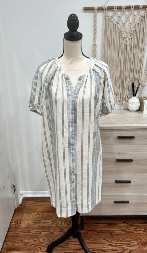 Faherty White & Blue Midi Beach Dress Size XS - image 1