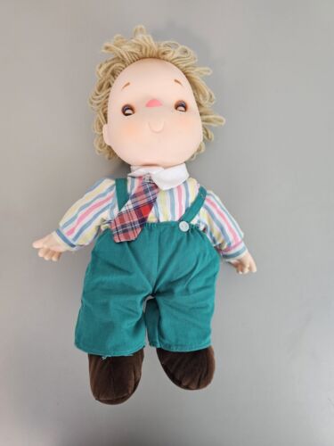 Vintage 1980 Ice Cream Doll Boy Green Overalls 14" Brown Eyes Curly Light Hair - Picture 2 of 10