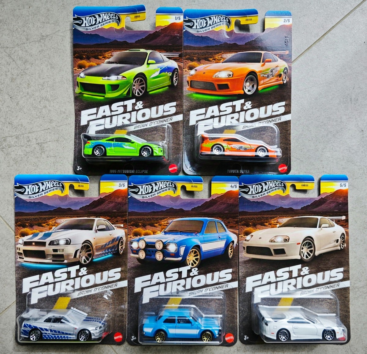 HOT WHEELS 2024 F&F BRIAN O'CONNOR FULL SET OF 5, ECLIPSE, SUPRA