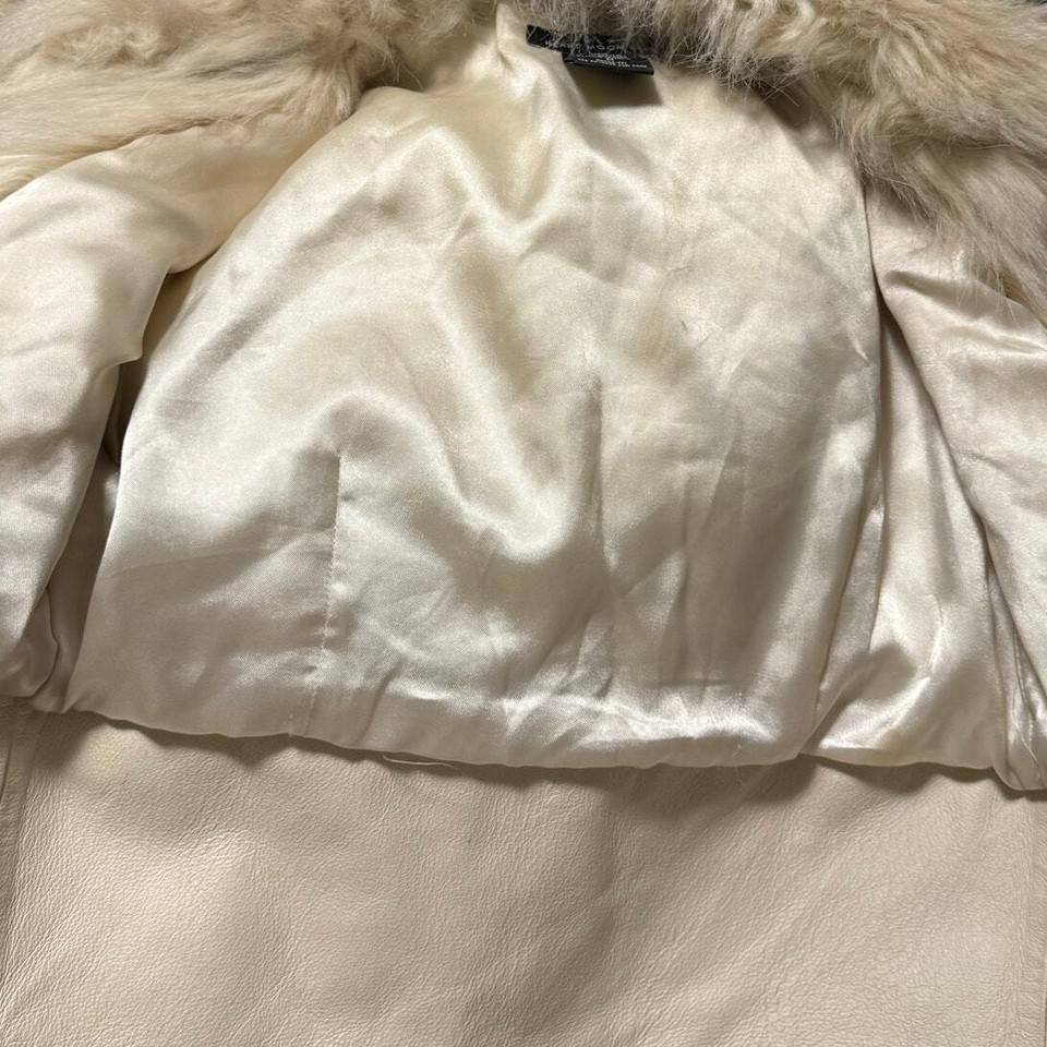 Vintage Faux Fur Coat, Winter Jacket, Cream/Off White Mobwife Womens M