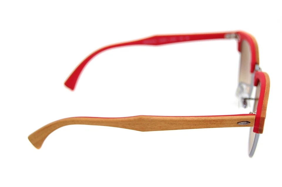 Очки солнцезащитные RayBan CLUBMASTER WOOD 3016M 12197O 51 мм коричневые оранжевые красные розовые зеркальные - Изображение 3 из 4