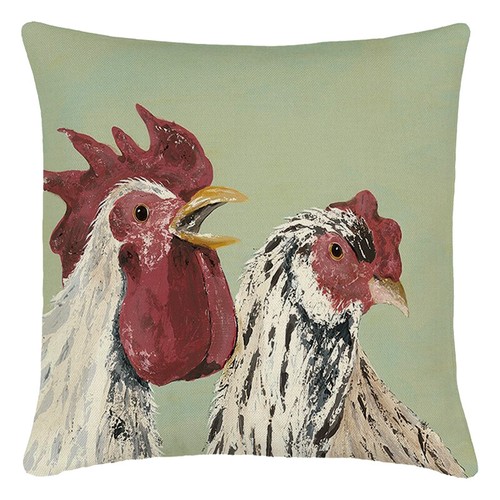 18" Vintage Rooster Pillow Covers Rustic Cow Pig Cock Sheep Donkey Cushion Case - Picture 12 of 29