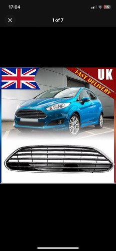 FORD FIESTA MK7 2013-2017 FRONT BUMPER RADIATOR CENTER GRILLE CHROME SLIVER