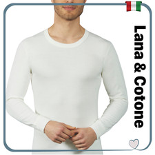 Intimo da uomo taglie forti Maglia maniche lunghe girocollo in LANA e COTONE