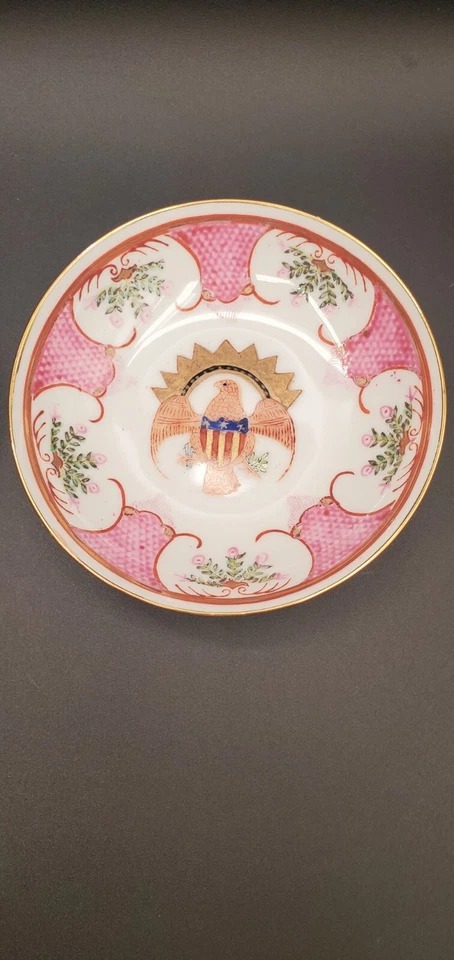 Set of 2 Antique Japanese Porcelain Eagle Amoral Bowl Hand Painted in Hong Kong - Image 4 of 4