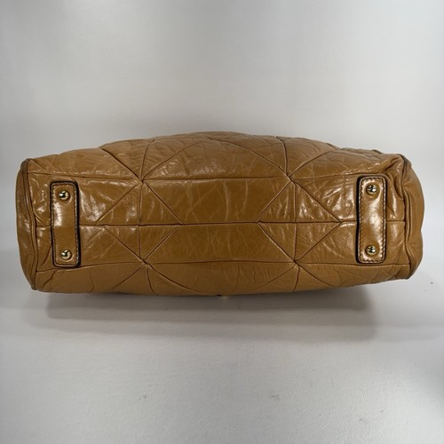 Marc Jacobs Stam Classic Quilted Beige Leather Kiss Lock Satchel Purse Chain - Picture 8 of 17
