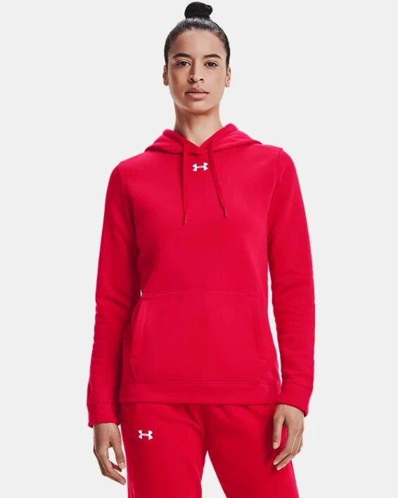 NEW Under Armour Womens UA Hustle Fleece Hoodie 1300261-600 Red