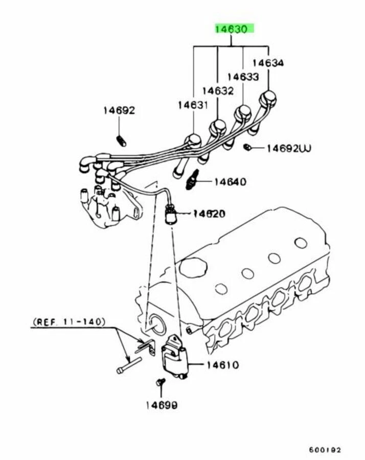 Juego de cables de bujía originales MITSUBISHI OEM 1997-1999 Montero Sport Pajero 4G63 Foto 3 de 3