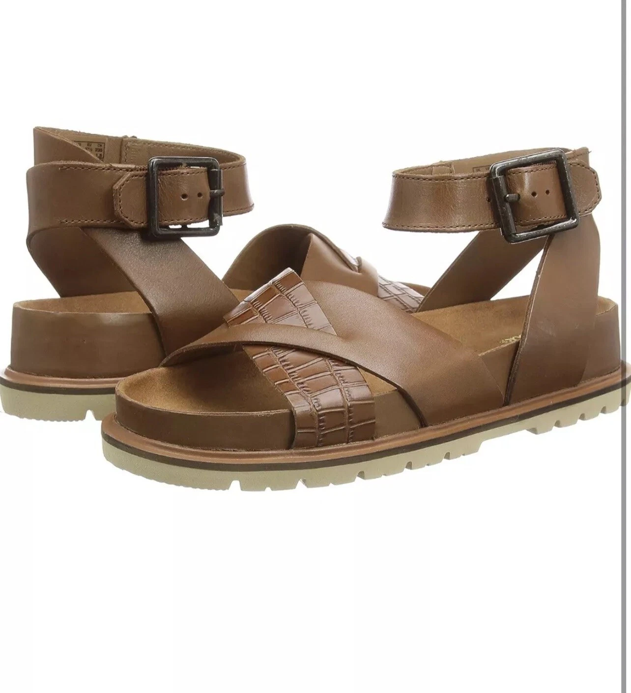 Sandali da donna Clarks Orianna Cross in pelle marrone taglia UK 5 5 D 39