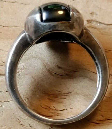 Vtg Sterling Silver Ring Hematite Channel Inlay Stone Size 9~10.8g - Picture 7 of 12