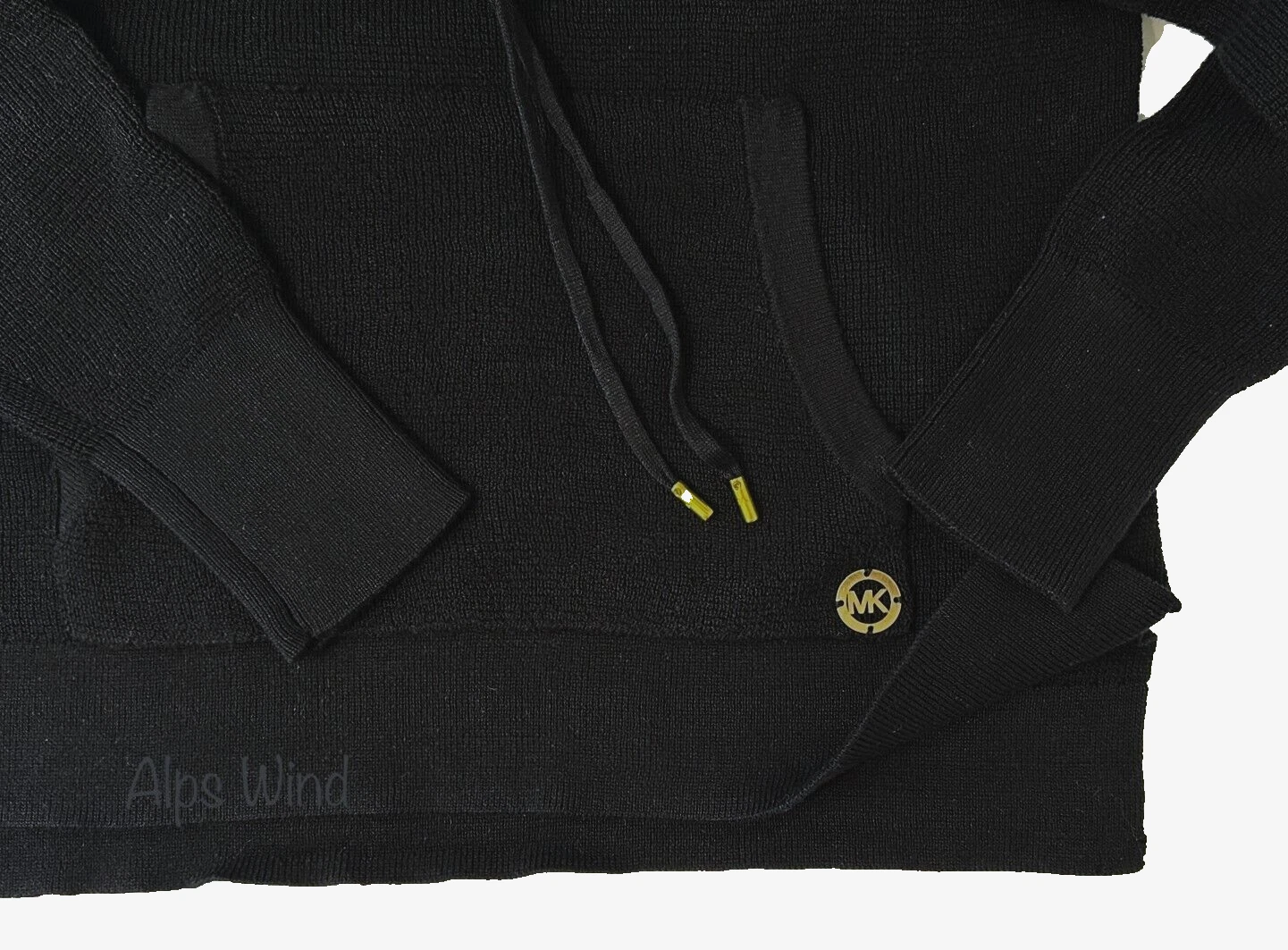 Felpa con cappuccio Michael Michael Kors donna nera misto cotone taglia S nuovo con etichette $110