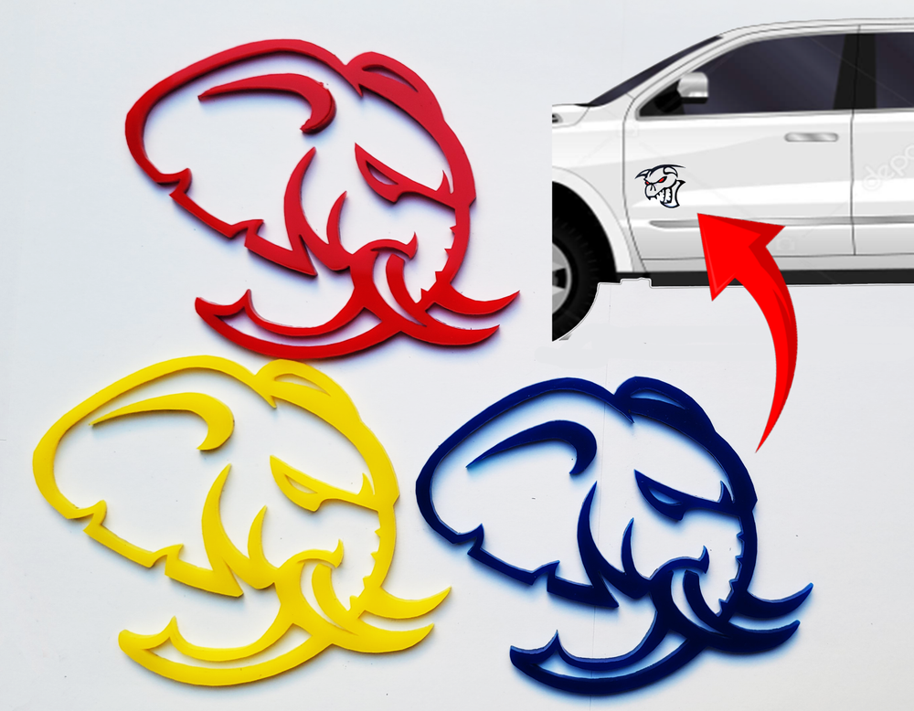 2x Fender Emblem Logo Badge Hellephant Elephant for Challenger Charger Demon SRT