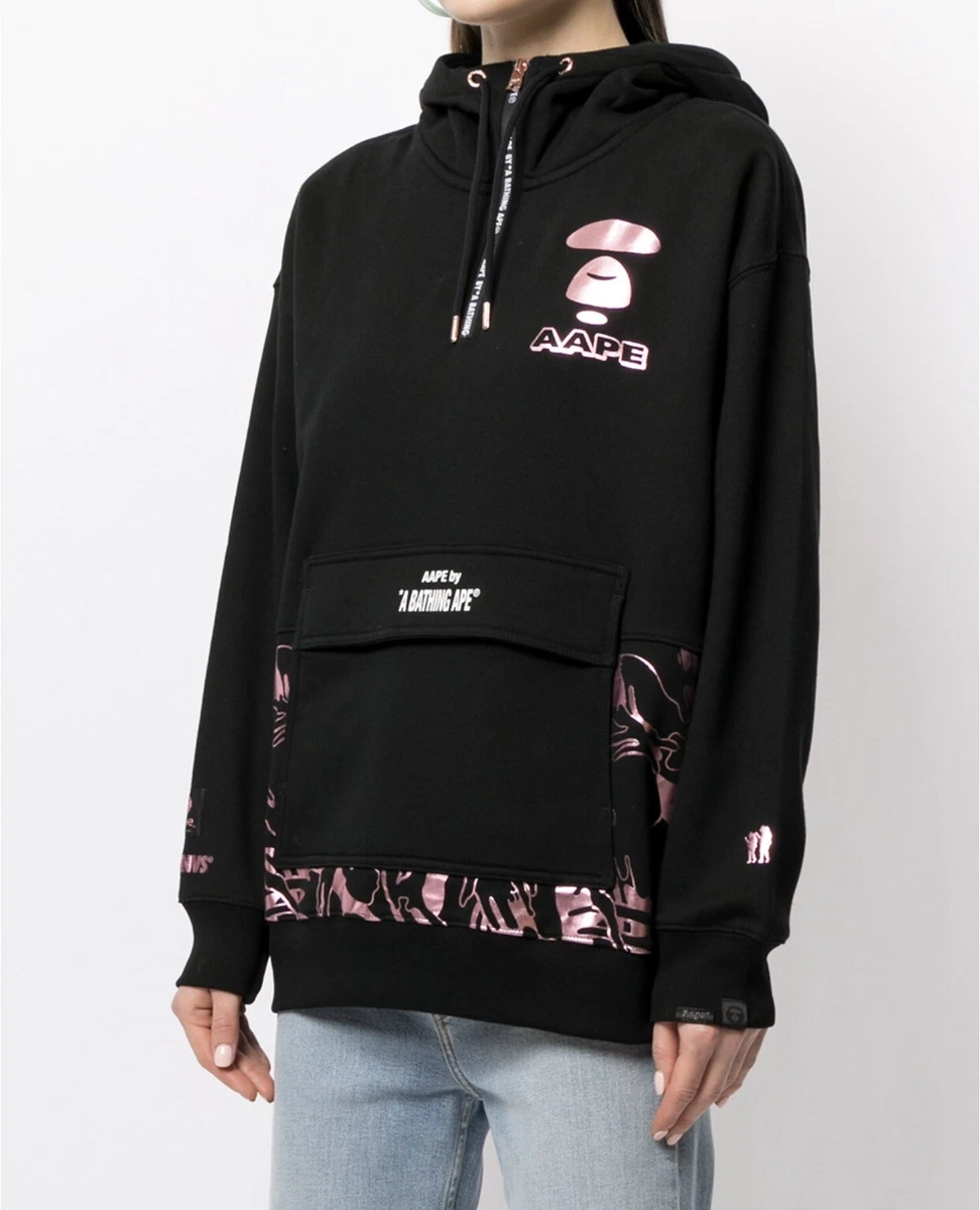 NWT AAPE BY A BATHING APE Graphic Print Zip Up Pullover Hoodie - Women XXS  | eBay