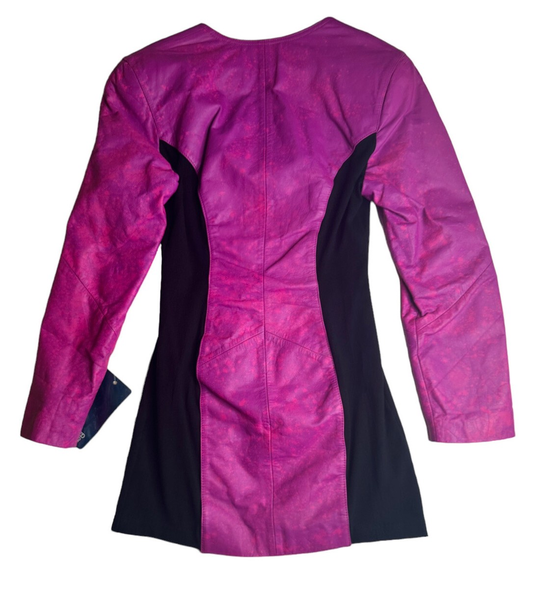 90s Barbie Pink Leather Dress Barbie Zip Coat Dress Hot Pink Lambskin  Lightweight Leather
