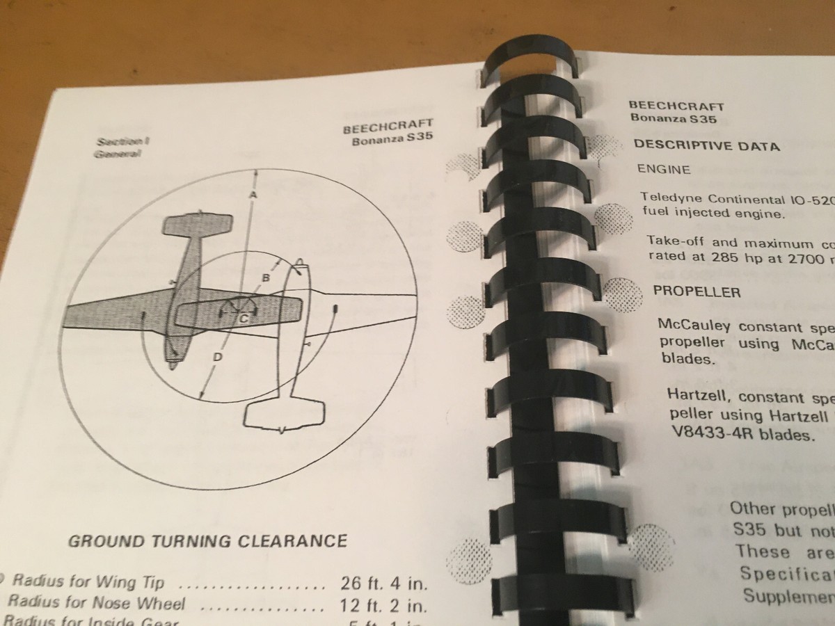 Beechcraft Bonanza S35 Pilot's Operating Manual, POH | eBay