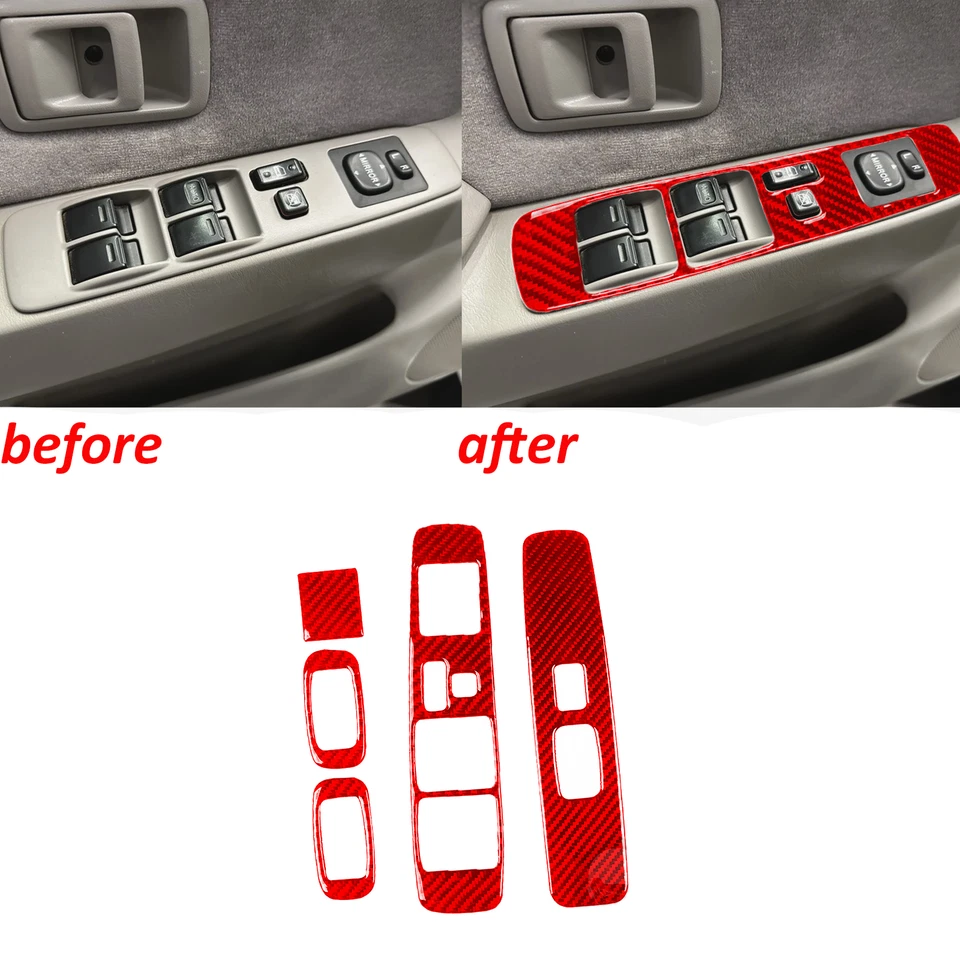 Kits completos interiores de fibra de carbono roja de 26 piezas para Toyota Tacoma 2001-2004 Foto 4 de 4