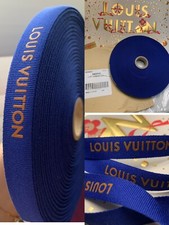 One Full Roll/Spool 50M Louis Vuitton Blue Ribbon w/Gold Logo Accent 1/2" Wide