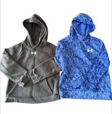 Under Armour Hoodie Lot Black Youth Small And Blue AU Letters YXS Pullover Logo