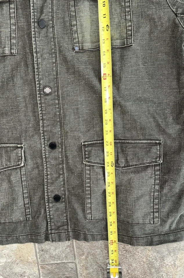 Tommy Bahama Jeans Para Hombres XXL 2XL Chaqueta Denim Verde Oscuro Isla Artesanal Lino Foto 4 de 4